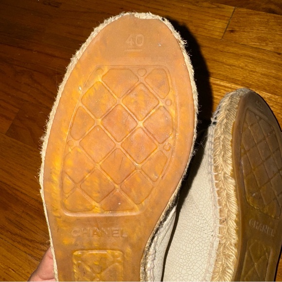 CHANEL 15C Crackle High Top Espadrilles Light Beige Black Size 40 - Picture 8 of 15